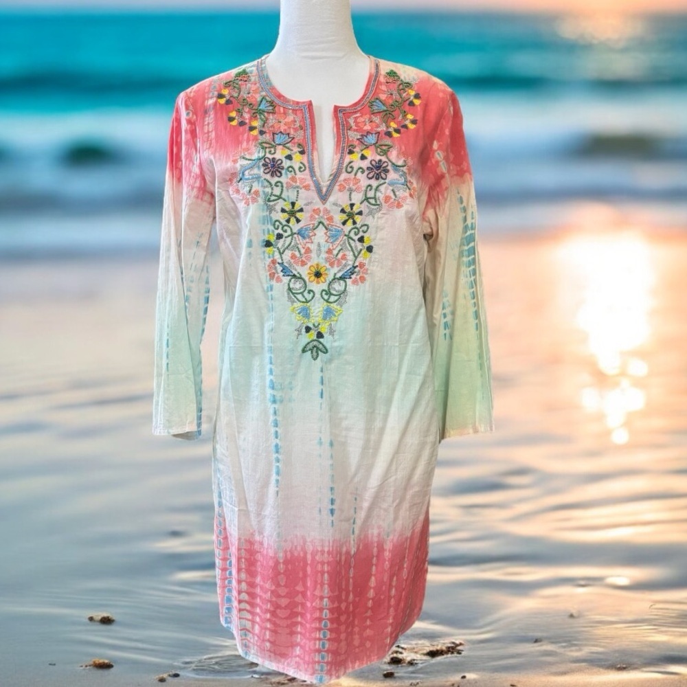 SUNDANCE ‘Dreaming in Color’ Embroidered Beaded Swim/Beach Cover Up Dress (M) - Picture 9 of 9